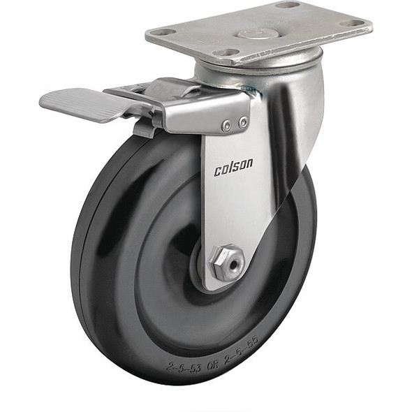 Colson Plate Caster,Swivel,Polyolefin,4 11/16"H 2.03456.544 BRK4