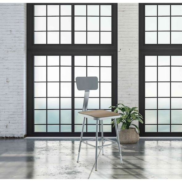 National Public Seating Square Stool with Backrest, Height 19" to 27"Gray 6318HB