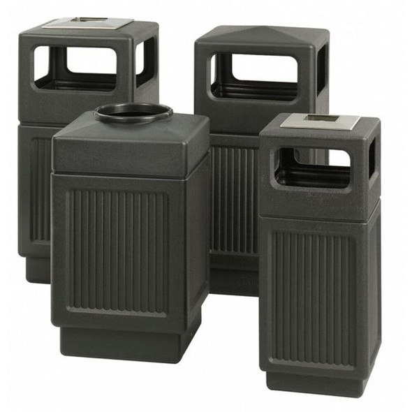 Canmeleon 38 gal Square Outdoor Can, Black, None, Plastic, 18 1-4 in  9476BL