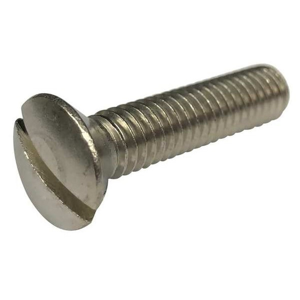 #10-24 x 1 in Slotted Oval Machine Screw, Plain Stainless Steel, 100 PK