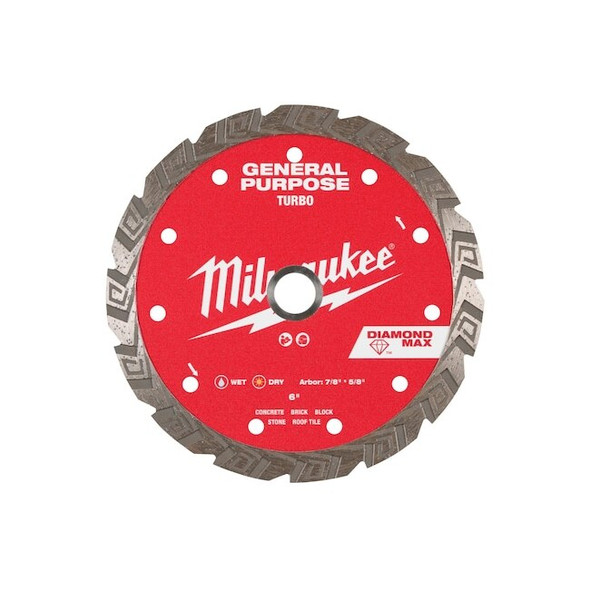 Milwaukee Tool 6" DIAMOND MAX Turbo, General Purpose Diamond Blade 49-93-9106