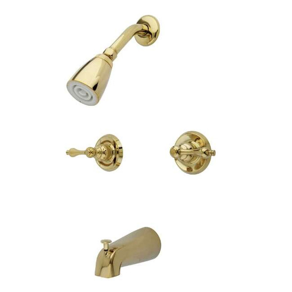 Kingston Brass Tub and Shower Faucet, Polished Brass, Wall Mount KB242AL