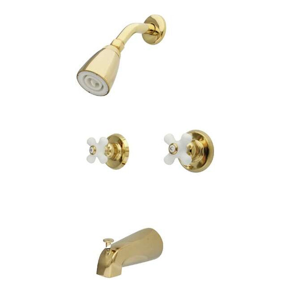 Kingston Brass KB242PX Tub & Shower Faucet Porcelain Cross Handles KB242PX
