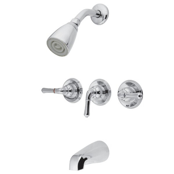 Kingston Brass Tub and Shower Faucet, Polished Chrome, Wall Mount KB231