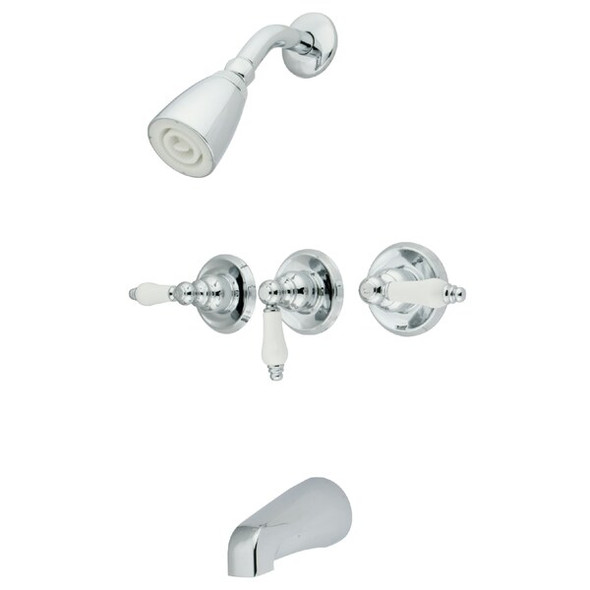 Kingston Brass Tub and Shower Faucet, Polished Chrome, Wall Mount KB231PL