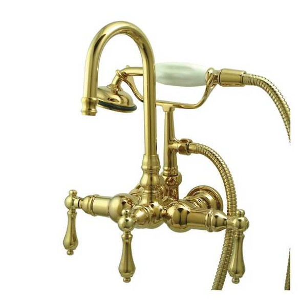 Wall-Mount Clawfoot Tub Faucet, Polished Brass, Tub Wall Mount