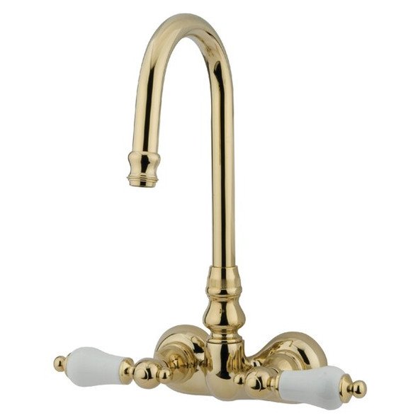 Wall-Mount Clawfoot Tub Faucet, Polished Brass, Tub Wall Mount