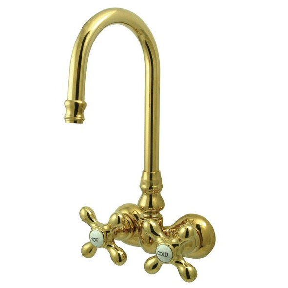 Wall-Mount Clawfoot Tub Faucet, Polished Brass, Tub Wall Mount