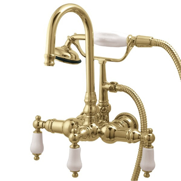 Wall-Mount Clawfoot Tub Faucet, Polished Brass, Tub Wall Mount
