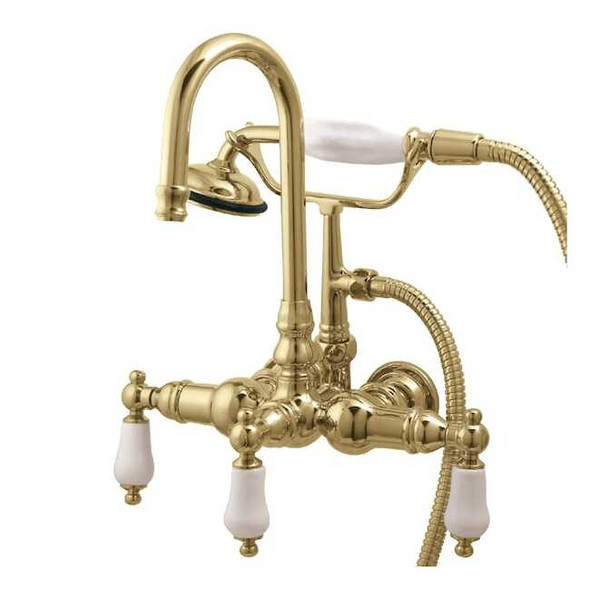 Wall-Mount Clawfoot Tub Faucet, Polished Brass, Tub Wall Mount