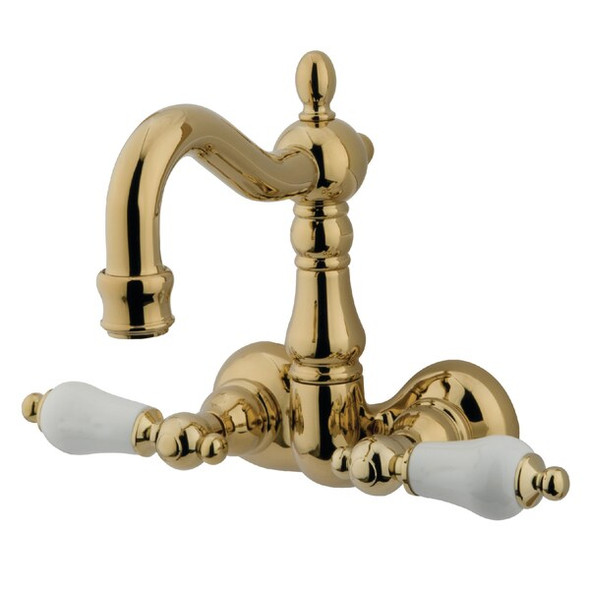 Wall-Mount Clawfoot Tub Faucet, Polished Brass, Tub Wall Mount