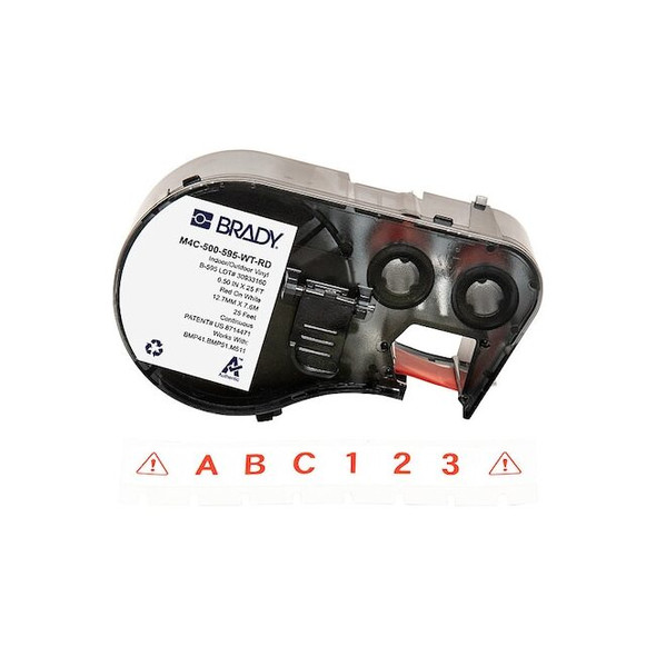 Brady Label/RibbonCartridge,White,Gloss,1/2inW M4C-500-595-WT-RD