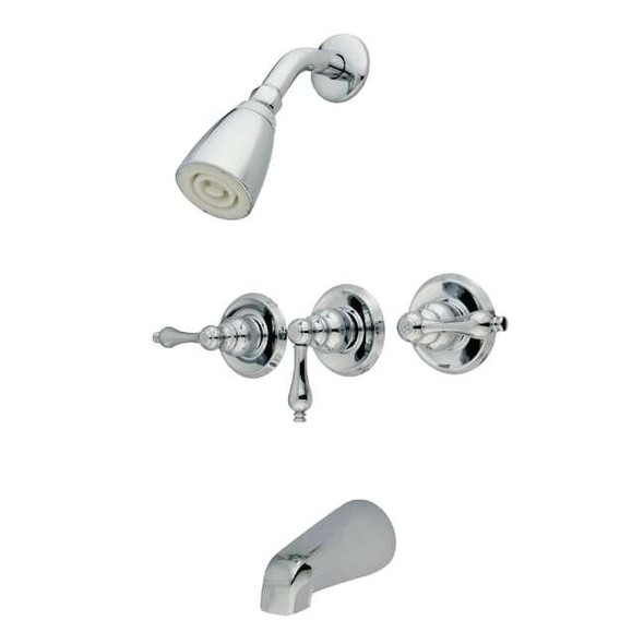 Kingston Brass Tub and Shower Faucet, Polished Chrome, Wall Mount KB231AL