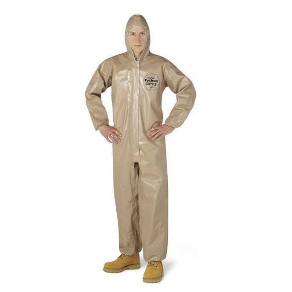 Standard Fit Hood. Elastic Wrists and Ankles. Storm Flap with Adhesive Closure. Tan. 3X