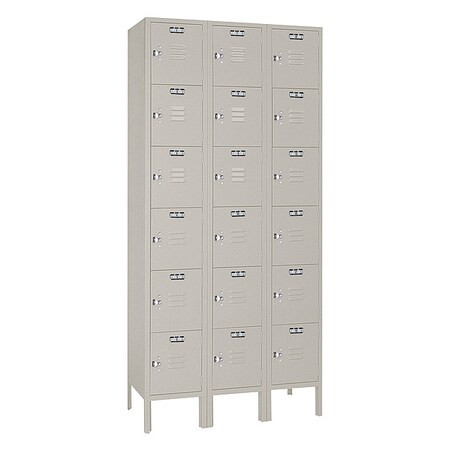 Lyon Wardrobe Locker, 36 in W, 12 in D, 78 in H, (3) Wide, (6) Tier 7GC53323SU