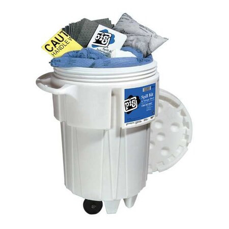 Spill Kit, 60 gal Volume Absorbed per Kit, 95 gal Capacity, Drum, White, 168
