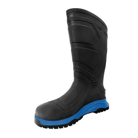 Unisex Leader ENS Rubber Boot, Plain Toe, 15 in Height, Black, 6