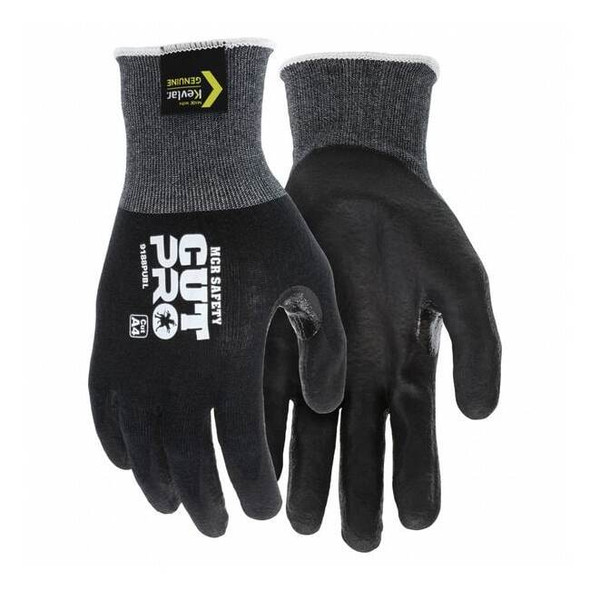 Coated Gloves, Polyurethane, Smooth, Palm, 3 Abrasion Level, Black, 2XL 1 PR