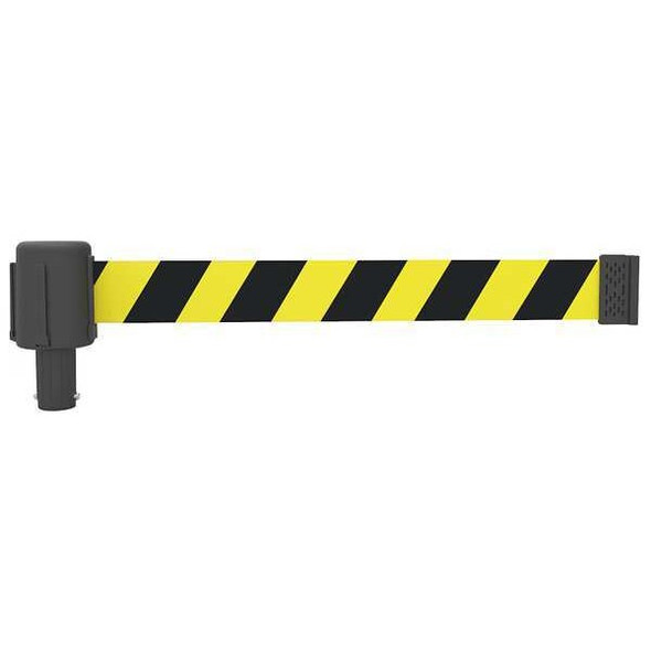 Retractable Belt Head, Yellow with Black Stripes, 15 ft Length, No Legend, Matte