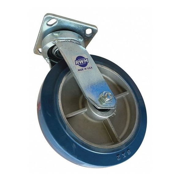 Rwm Swivel Plate Caster,Rubber,8 in.,750 lb. 48-RAB-0820-S-EHT