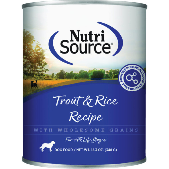 NutriSource 12.3 Oz. Trout & Rice Recipe Wet Dog Food 92110