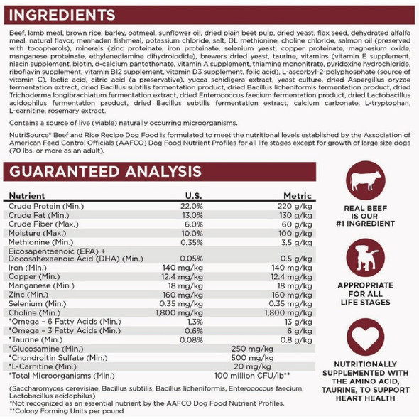 NutriSource 4 Lb. Beef & Rice Recipe Dog Food 26808 750832