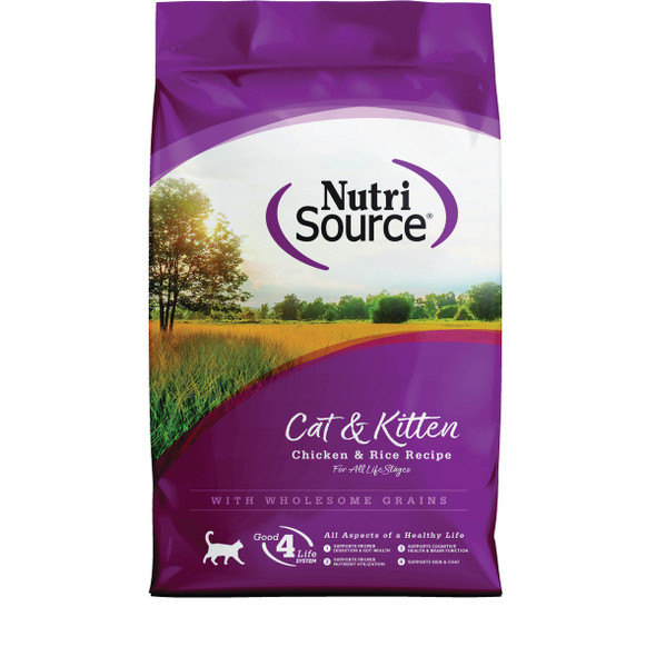 NutriSource 12 Lb. Chicken & Rice Dry Cat & Kitten Food 28021