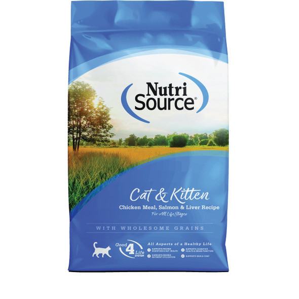 NutriSource 12 Lb. Chicken Meal, Salmon, & Liver Dry Cat & Kitten Food 28009