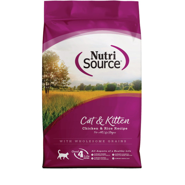 NutriSource 4 Lb. Chicken & Rice Dry Cat & Kitten Food 28003