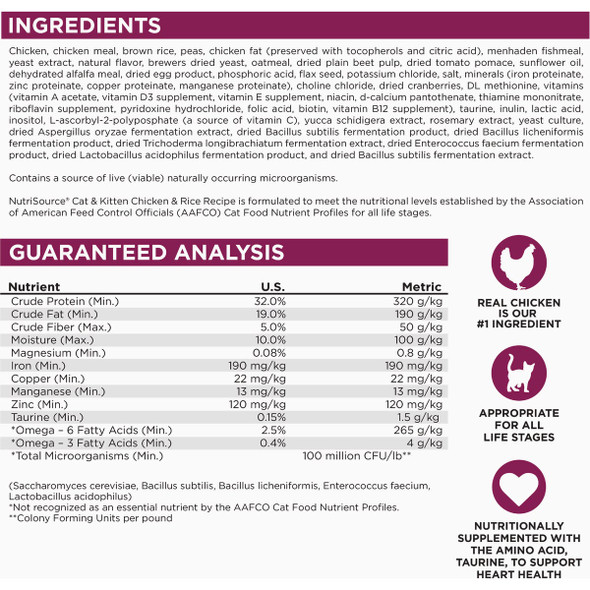 NutriSource 4 Lb. Chicken & Rice Dry Cat & Kitten Food