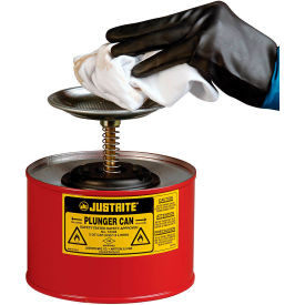 Justrite Safety Plunger Can - 2 Quart Steel 10208