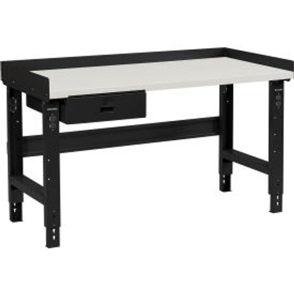 Global Industrial 48 x 36 Adj Height Workbench w/Drawer Black- Plastic Laminate