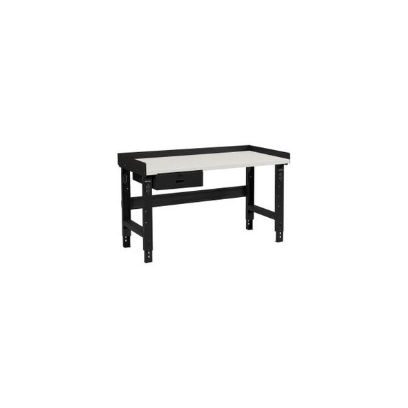 Global Industrial 48 x 36 Adj Height Workbench w/Drawer Black- Plastic Laminate