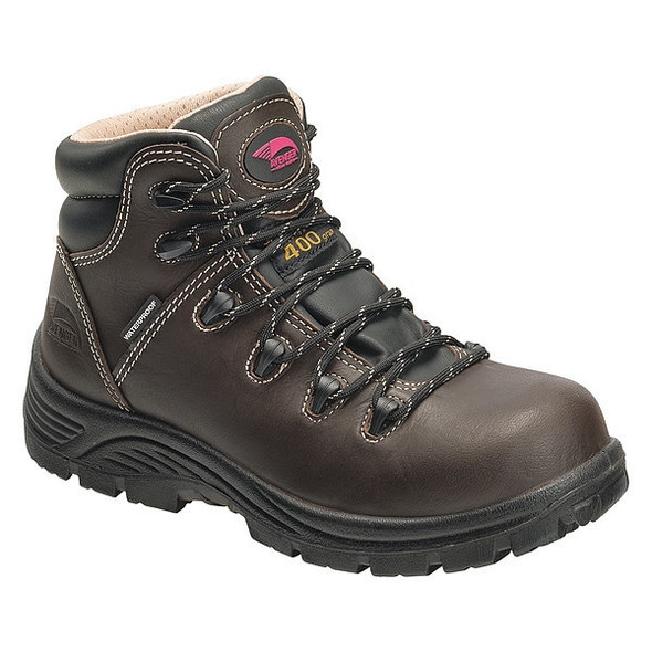 Women's 6-Inch Work Boot, 10, Composite Toe, 6 in H, Brown, A7130