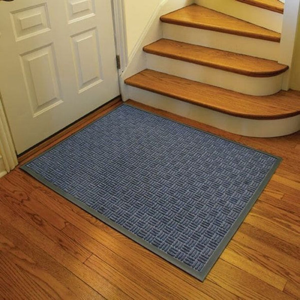 Entrance Mat, Polypropylene, 3-8 in Thick, Blue, 4 ft W x 6 ft L  167S0046BU