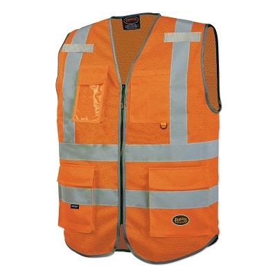 6960U/6961U Hi-Vis Mesh Multi-Pocket Safety Vest, X-Small, Orange