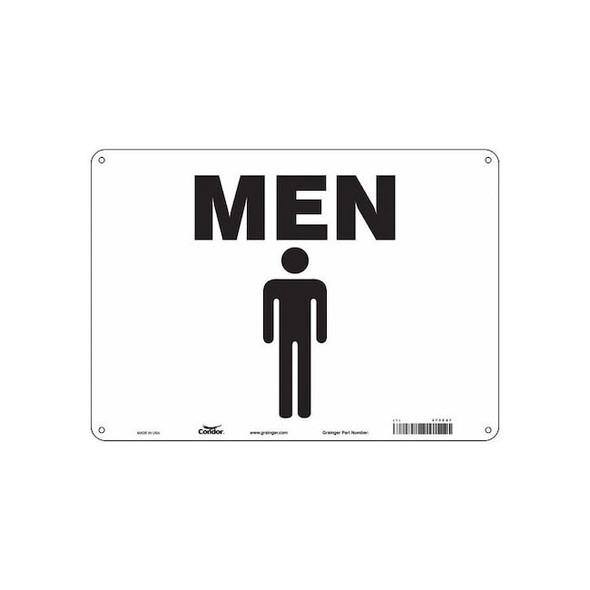 Restroom Sign, MEN, 14 in W x 10 in H, Horizontal Rectangle, Aluminum, 473Z27