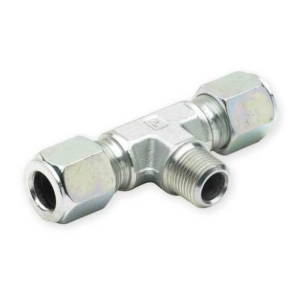 Parker Tee,Steel,Comp3/8",3/8",MNPT1/4",NPTF 6 SBU-S