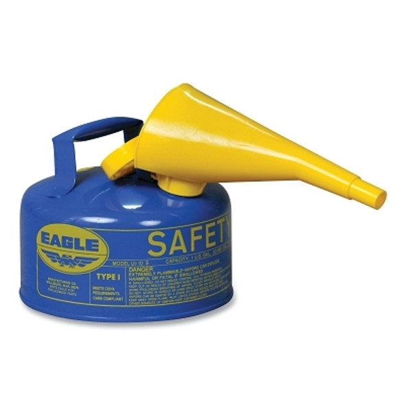 Safety Can, Type I, 1 gal, 24-ga Galvanized Steel, Kerosene, Blue