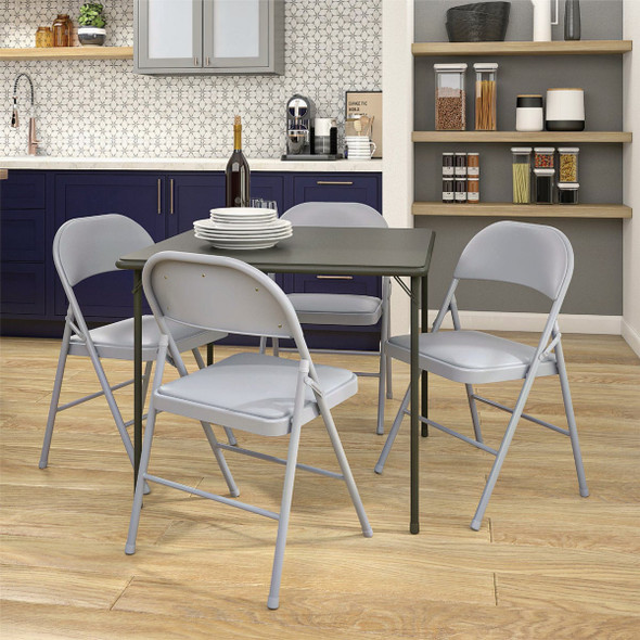 COSCO Premium Gray Vinyl Padded Metal Folding Chair 14-993-CGR4 Pack of 4 639120