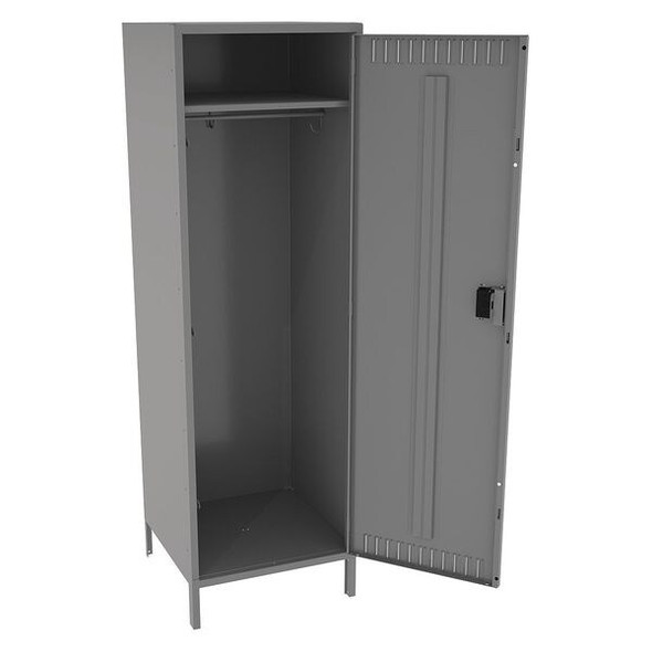 Wardrobe Locker, 24 in W, 24 in D, 78 in H, (1) Tier, (1) Wide, Medium Gray