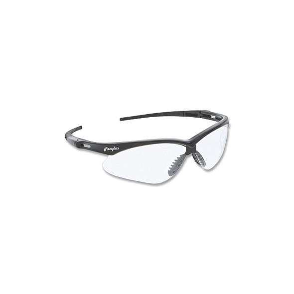 Memphis MP1 Safety Glasses, Clear, Polycarbonate Lens, Duramass® Scratch Resistant Coating, Black Frame/Temple Pack of 12