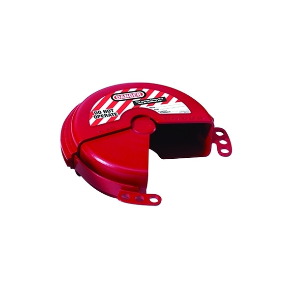 Rotating Gate Valve Lockout, 2 in to - 5 in dia Handle, Red