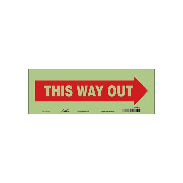 Safety Sign, 5 in H, 14 in W, Glow Vinyl, Vertical Rectangle, English, 480K11