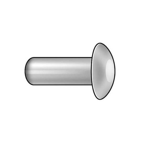 Semi-Tubular Rivet, Oval Head, 1/8 in Dia., 7/32 in L, Brass Body, 100 PK