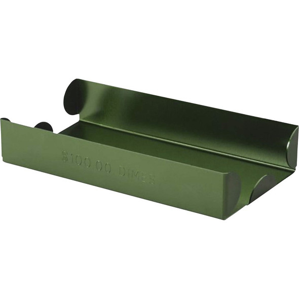 ControlTek Metal Coin Tray, Dimes - Green - Anodized Metal - 1 Each