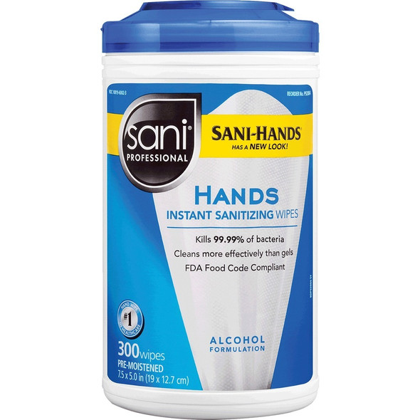 PDI Hands Instant Sanitizing Wipes - WhiteTub - 300/Tub - 1 Each