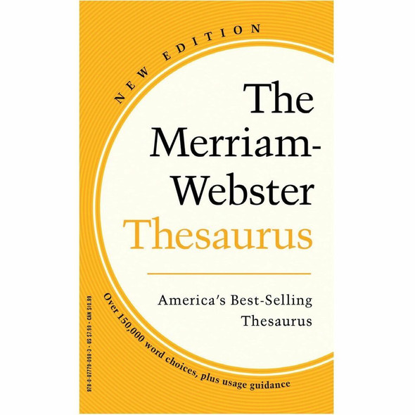 Merriam-Webster Paperback Thesaurus Printed Book - 150000 Pages - Book - 1 Each