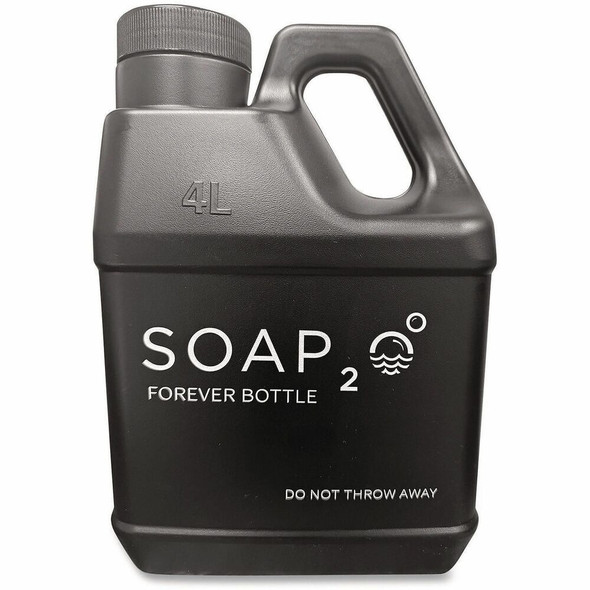 SOAP2O Forever Bottle - 1 gal - Bottle Dispenser - Hand - Black - 1 Each