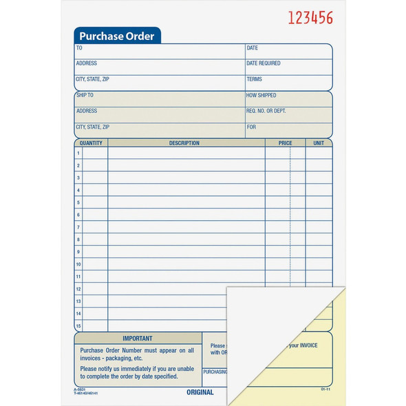 Adams  Purchase Order Form DC5831